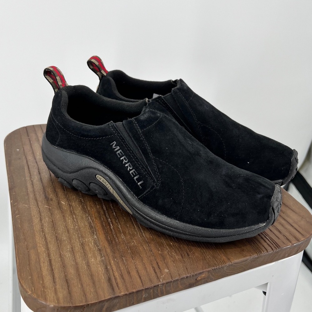 Merrell Jungle Moc Black Suede Slip On Shoes Womens 8 J60826 Loafers